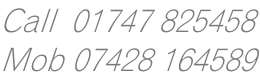 Call  01747 825458 Mob 07428 164589